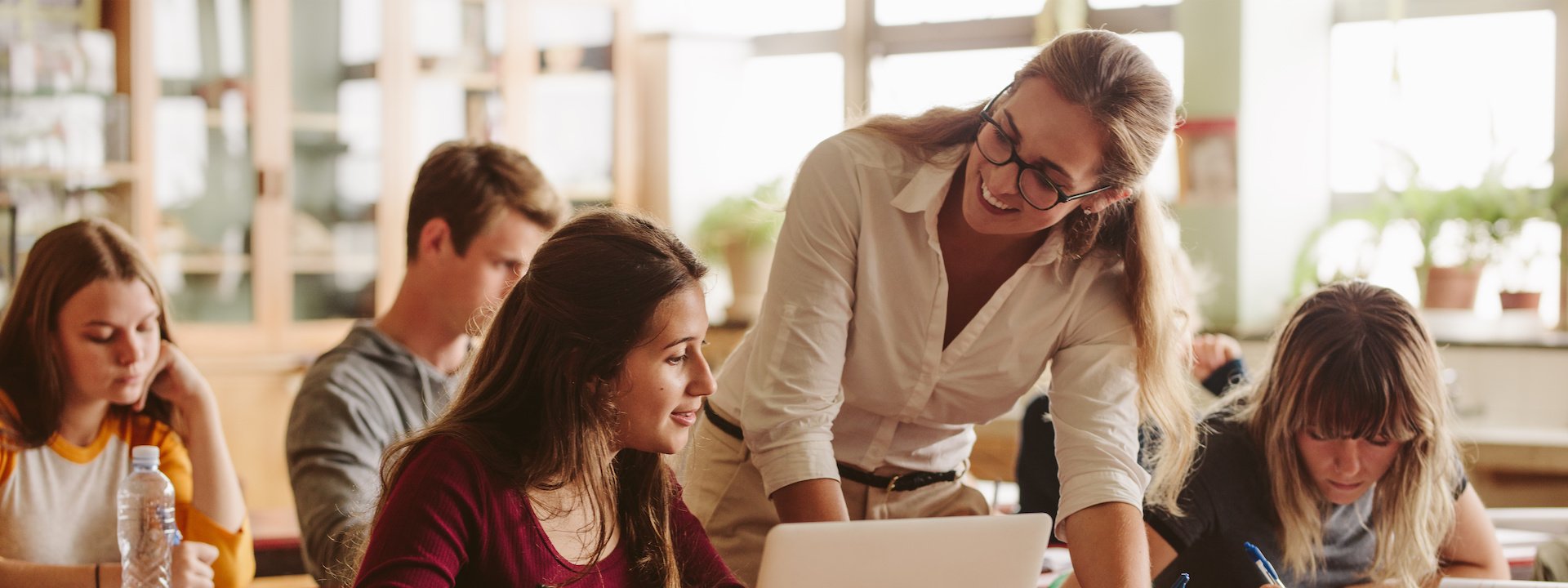 Engaged teacher in a classroom