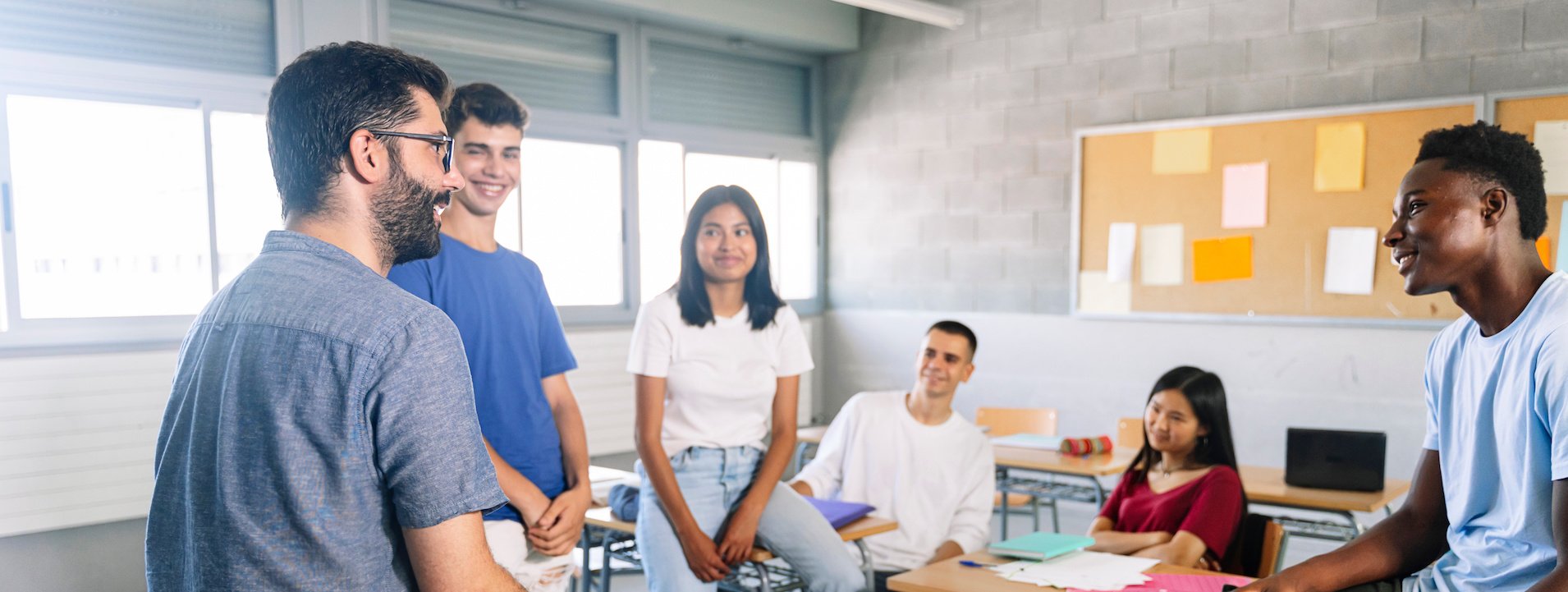 Students learning in a classroom